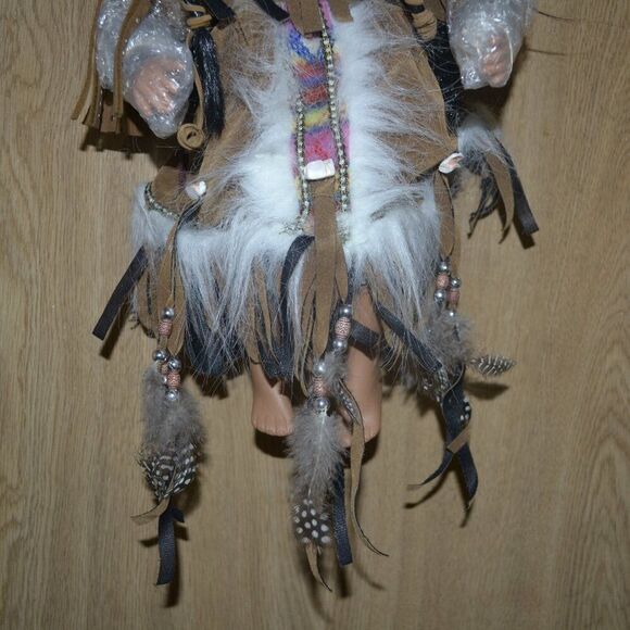 Native American Collectable Porcelain Doll on Swing - Picture 7 of 14